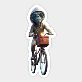 Un extarterrestre en Bicicleta Sticker